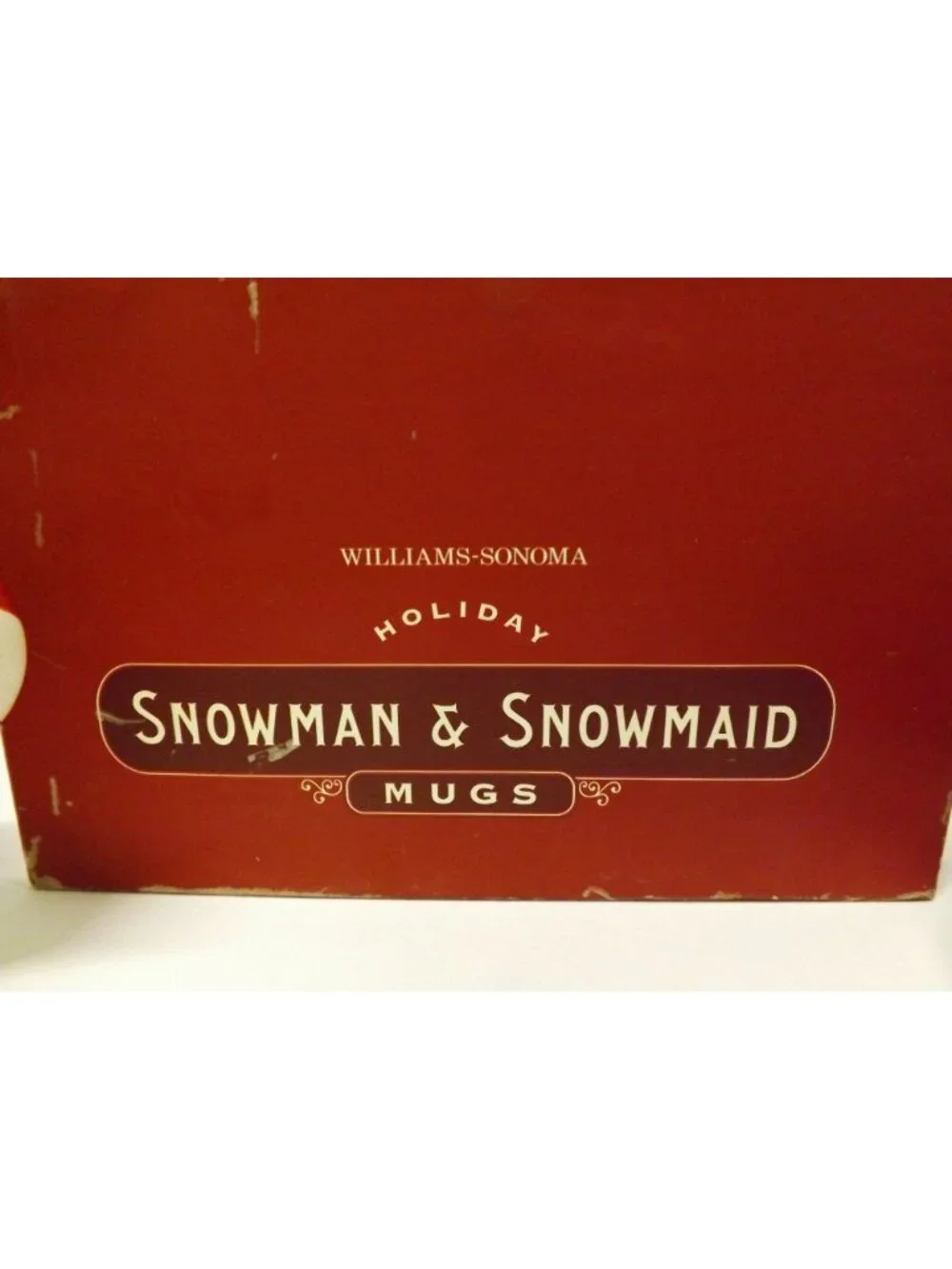 Williams Sonoma Snowman Mugs w Hats Set Of 4 Holiday Christmas Hot Chocolate Mmm